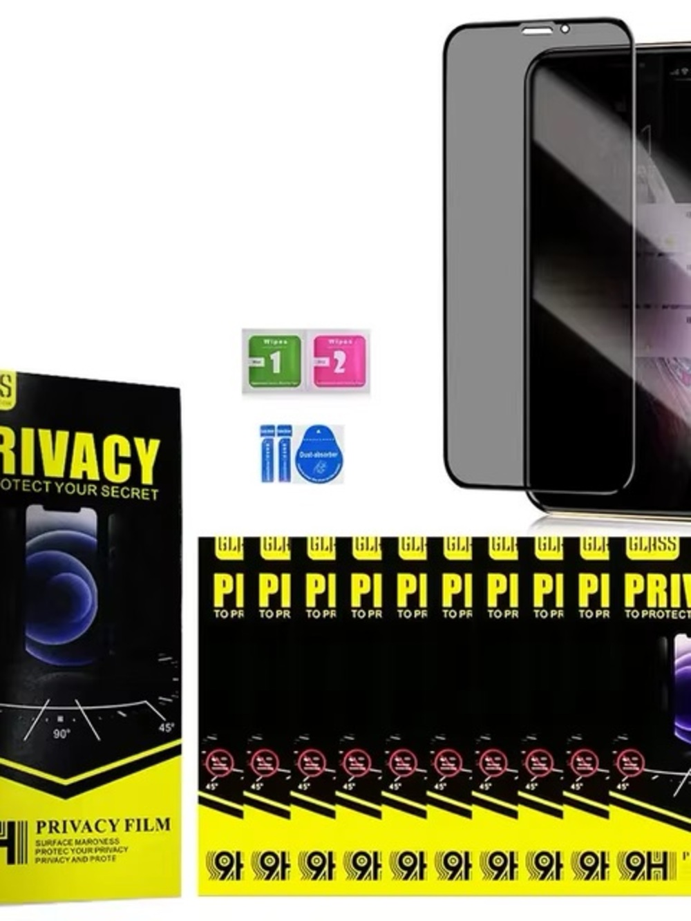 Privacy Tempered Glass Screen Protector - Black - Unbranded